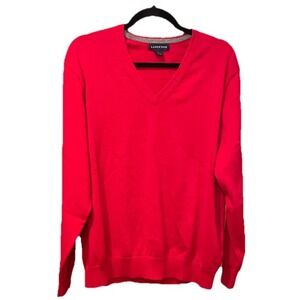 Land's End Men's Red V-Neck‎ Sweater Size Large 42-44 Long Sleeve Classic Look